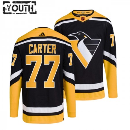 Børn NHL Pittsburgh Penguins Trøje Jeff Carter 77 Adidas 2022-23 Sort Reverse Retro 2.0 Authentic